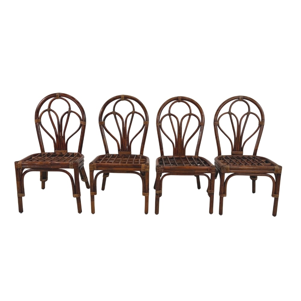 (4) FRENCH BENTWOOD DINING CHAIRS: Dimensions: H 36.5” x W 18.5” x D 20” x SH 17”. Set of 4 French Vintage bentwood and rattan dining chairs.