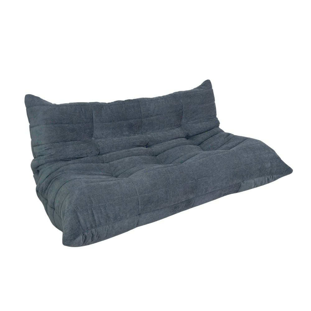 LIGNE ROSET TOGO THREE-SEATER SOFA: Dimensions: H 27” x W 69” x SD 23” x SH 14.5”. Ligne Roset Togo three-seater sofa designed by Michel Ducaroy in grey fabric.