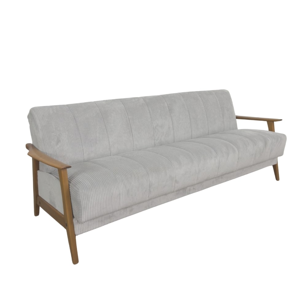 VINTAGE DAYBED SOFA ATTR. TO WILHELM KNOLL: Dimensions: H 30” x W 78” x SD 19”/ 39.5" x SH 19.5”. Vintage daybed sofa attr. to Wilhelm Knoll, newly upholstered in light grey soft fabric.