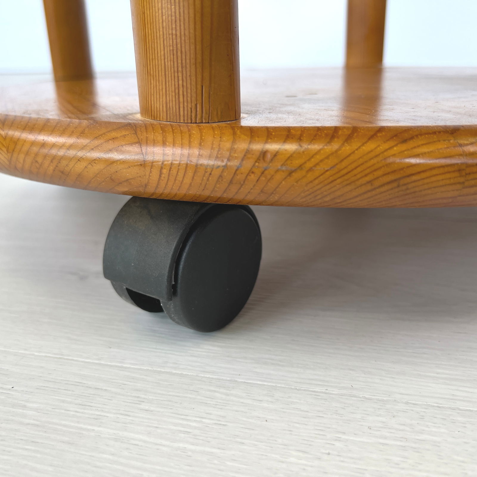 DANISH PINE ROLLABLE SERVING TROLLEY - 9