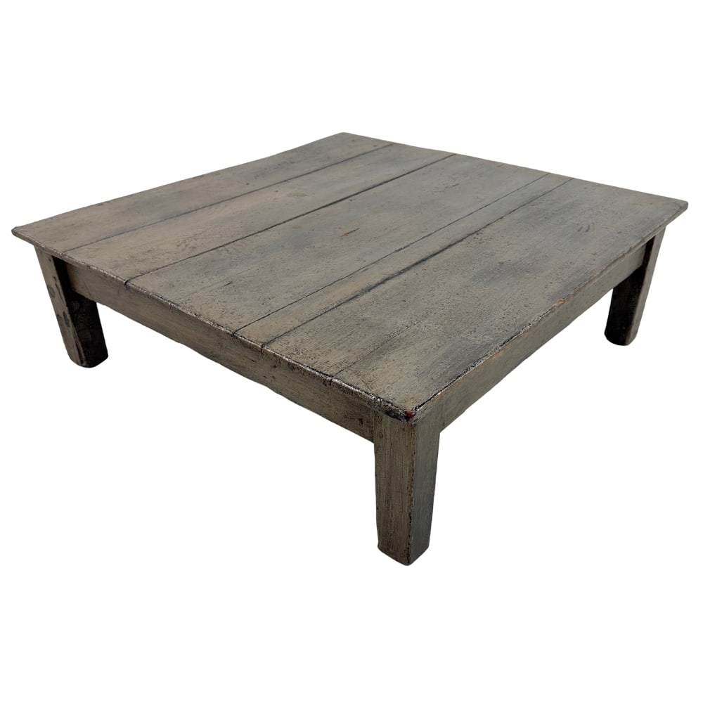 RUSTIC COFFEE TABLE: Dimensions: H 11” x W 34”. Antique Rustic square coffee table.