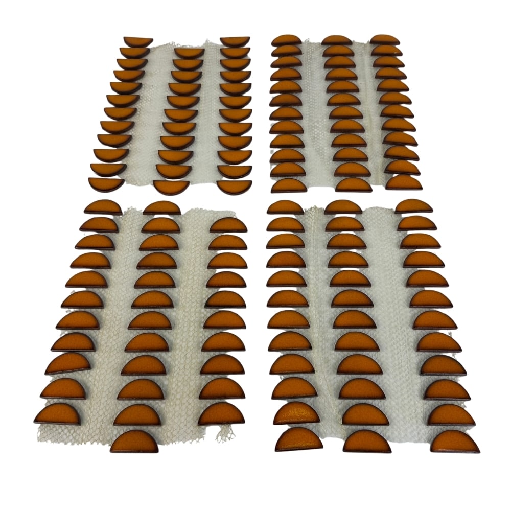 VINTAGE MOSAIC DECORATIVE TILES: Dimensions: H 1" x W 2". Vintage mosaic kitchen or bathroom semi-circular decorative tiles in orange color (140pc).