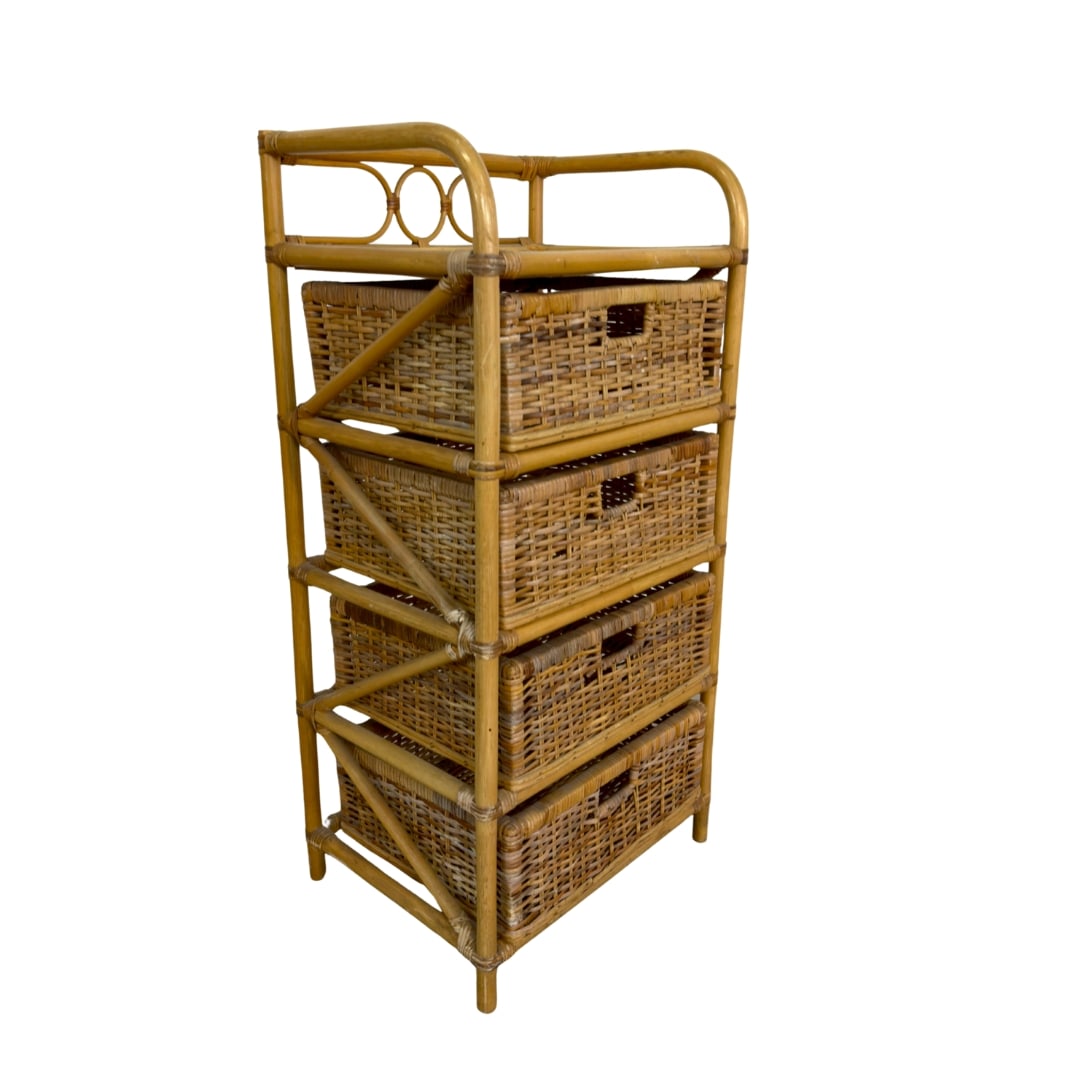 VINTAGE RATTAN CHEST OF DRAWERS (1 of 6)
