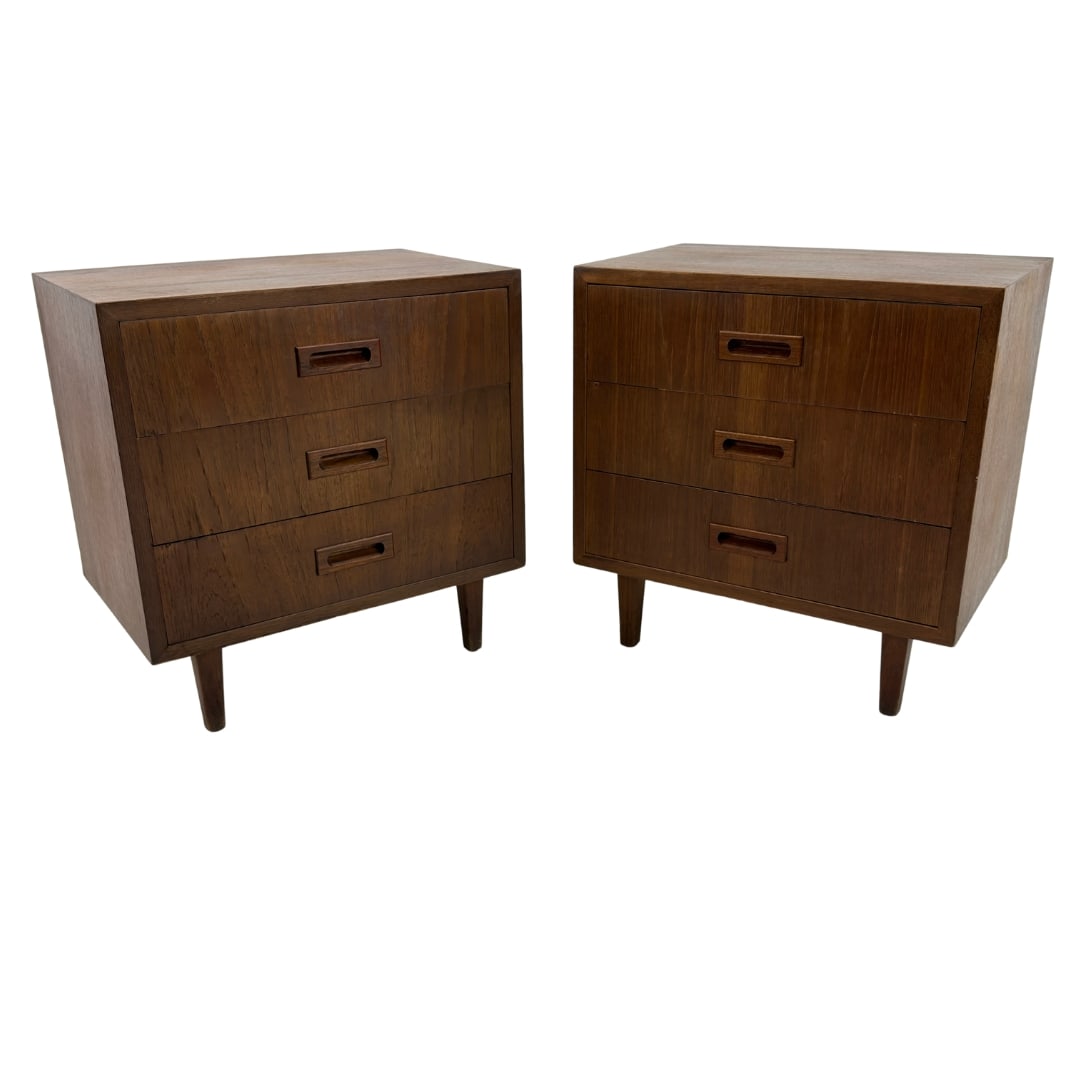 VINTAGE NIGHTSTANDS BY INCISA, A PAIR: Dimensions: H 20.5” x W 19.7” x D 12.5”. Pair of Vintage nightstands by Incisa, each one with three drawers.