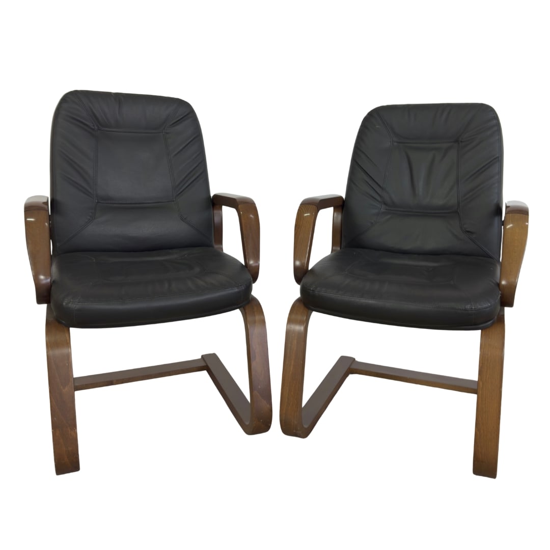 DANISH BENTWOOD LOUNGE CHAIRS, A PAIR (1 of 11)