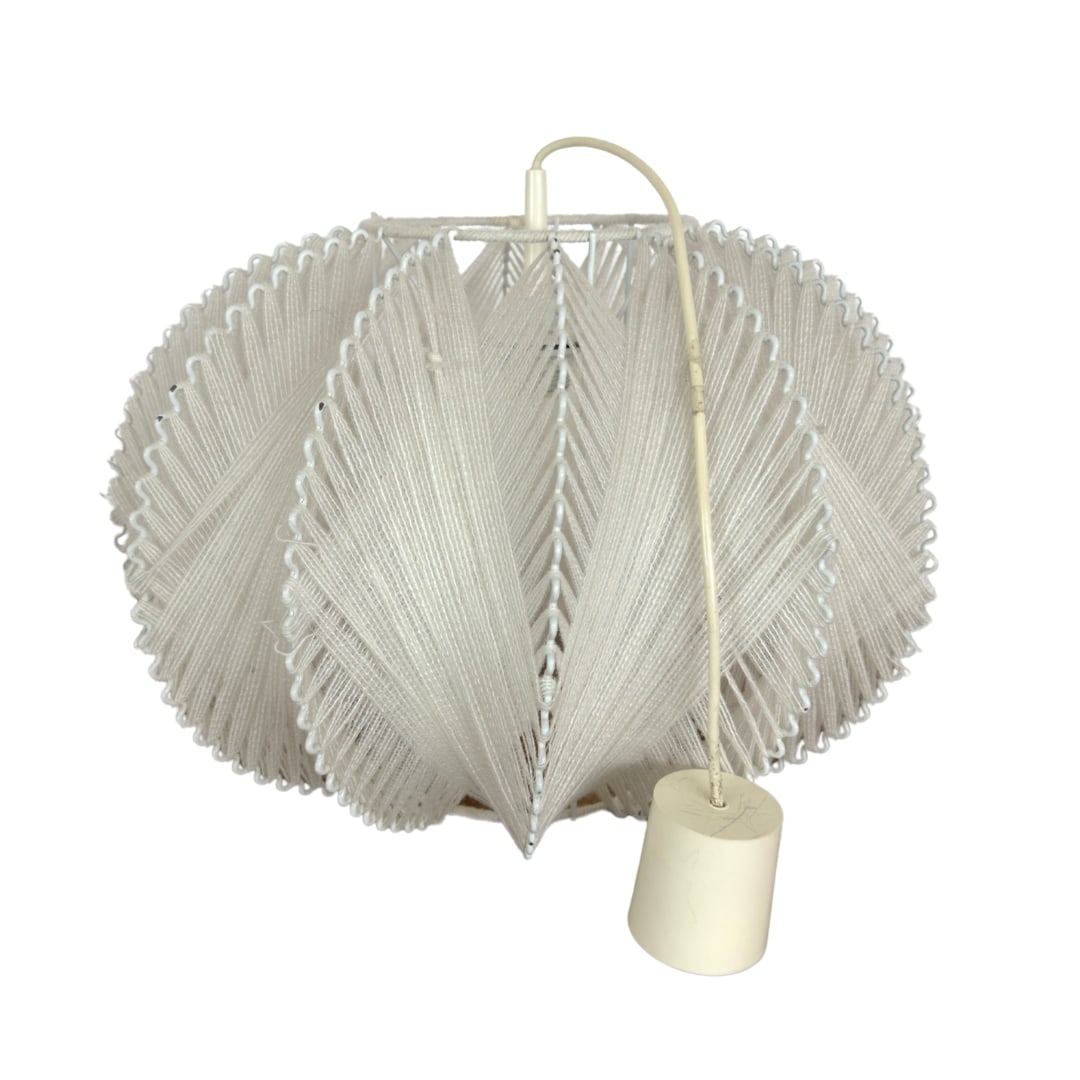 SCANDINAVIAN YARN PENDANT LIGHT: Dimensions: H 34.5" x W 18.5". Vintage Scandinavian pendant light with braided yarn lampshade.