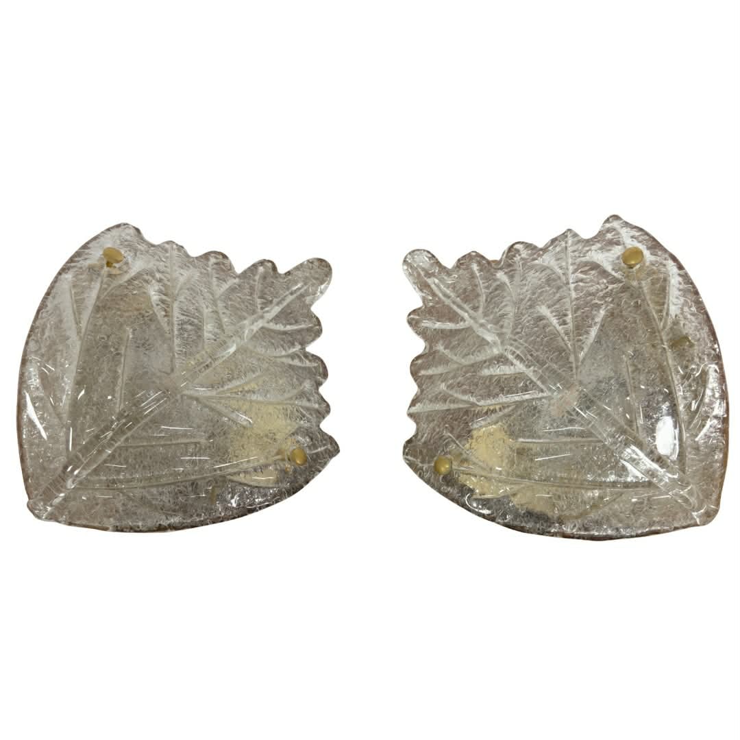 MURANO WALL SCONCES FROM ITALAMP, A PAIR: Dimensions: H 13.7" x W 11.8". Pair of Vintage Italian Murano glass wall sconces from Italamp. Dimensions apporx.