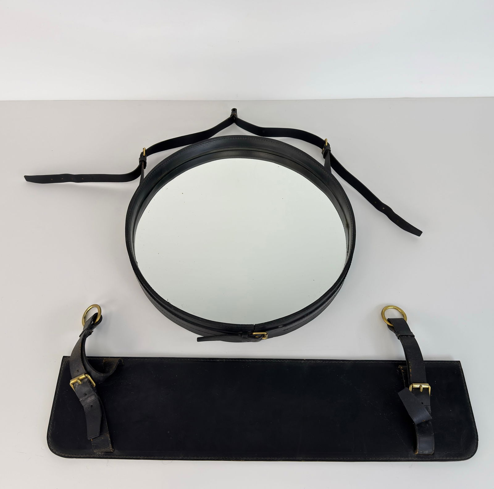 LEATHER MIRROR BY JACQUES ADNET - 2
