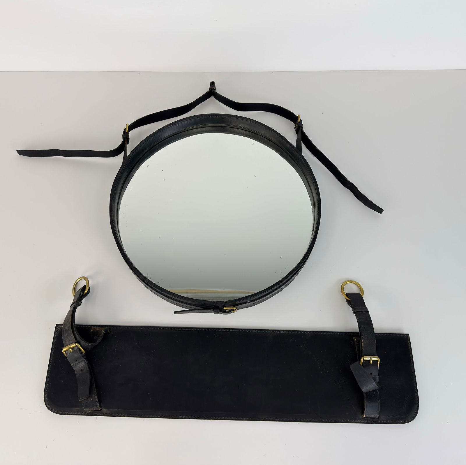 LEATHER MIRROR BY JACQUES ADNET - 3