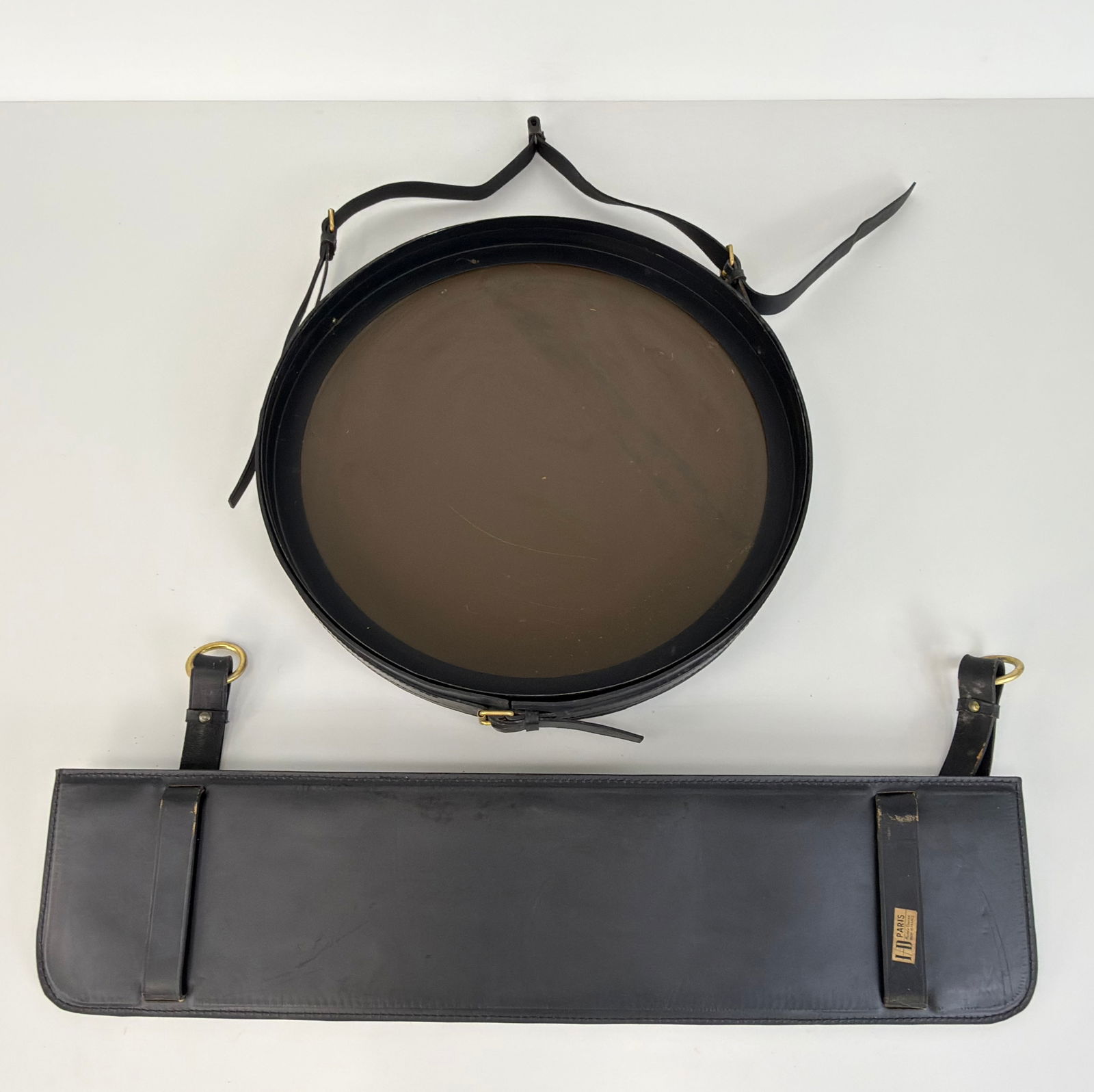 LEATHER MIRROR BY JACQUES ADNET - 4