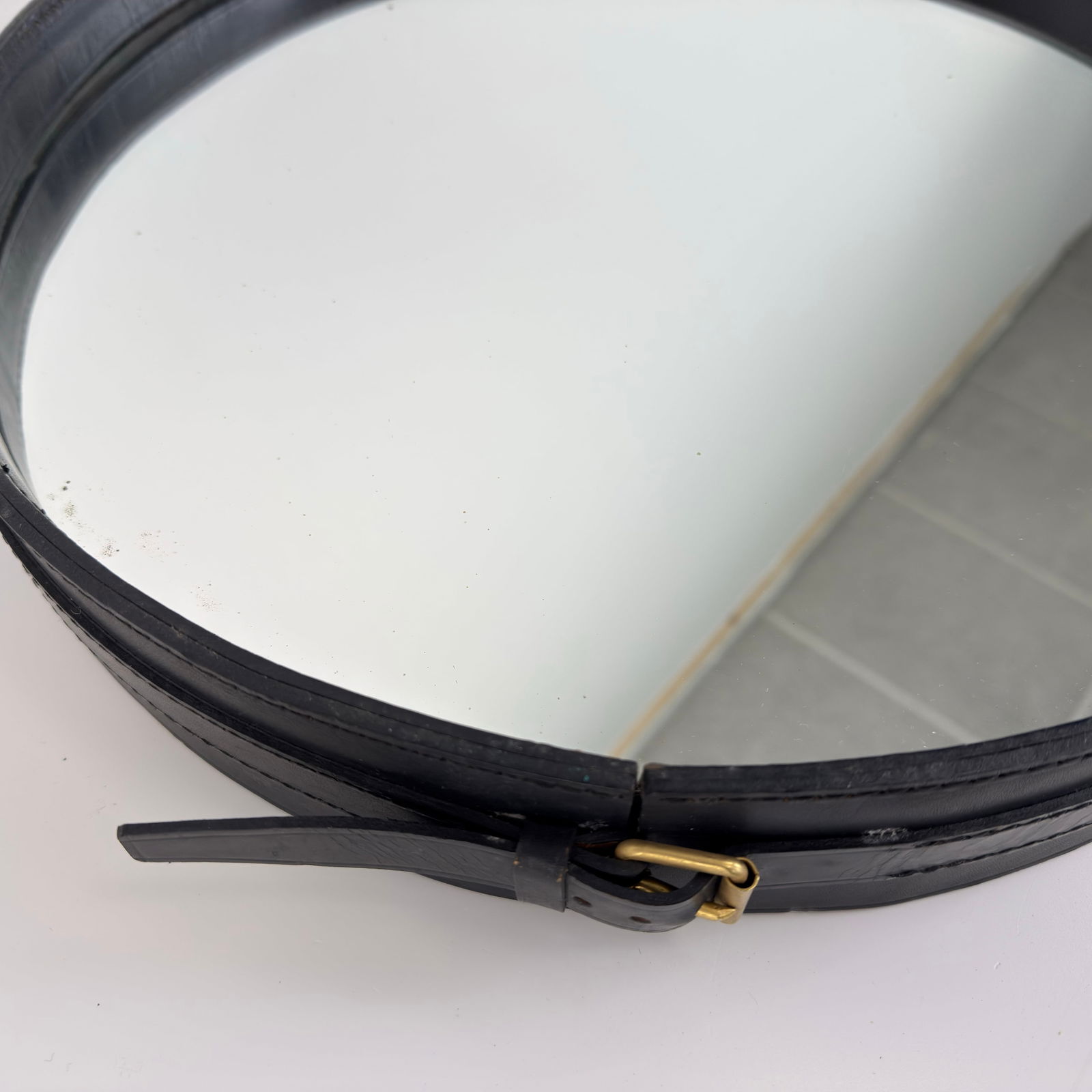 LEATHER MIRROR BY JACQUES ADNET - 9