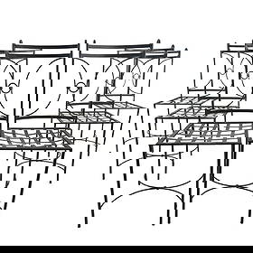 (6) SPANISH WROUGHT IRON GARDEN CHAIRS: Dimensions: H 38.5” x W 16” x D 19.5” x SH 17.7”. Set of 6 Vintage Spanish wrought iron garden chairs.