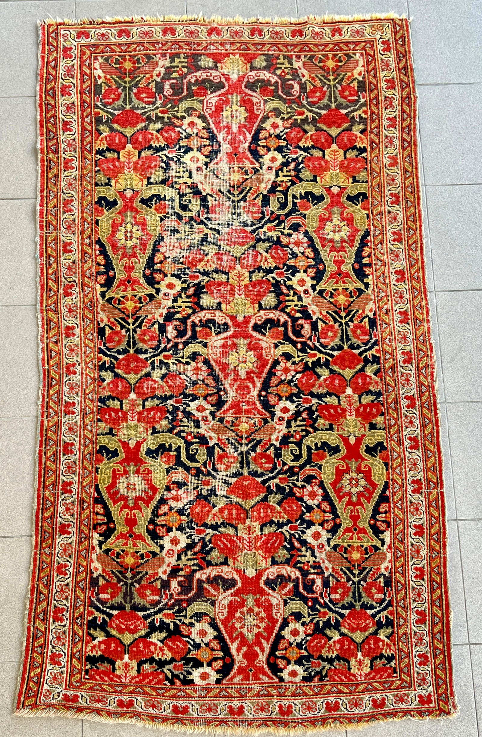 ANTIQUE KARABAKH RUG: Dimensions: H 6'3" x W 3'3". Very finely knotted antique Karabakh rug.