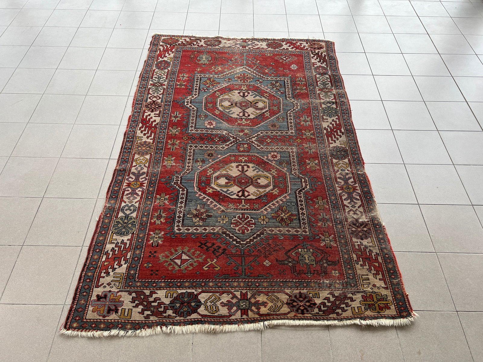 ANTIQUE KAZAK WOOL RUG - 2