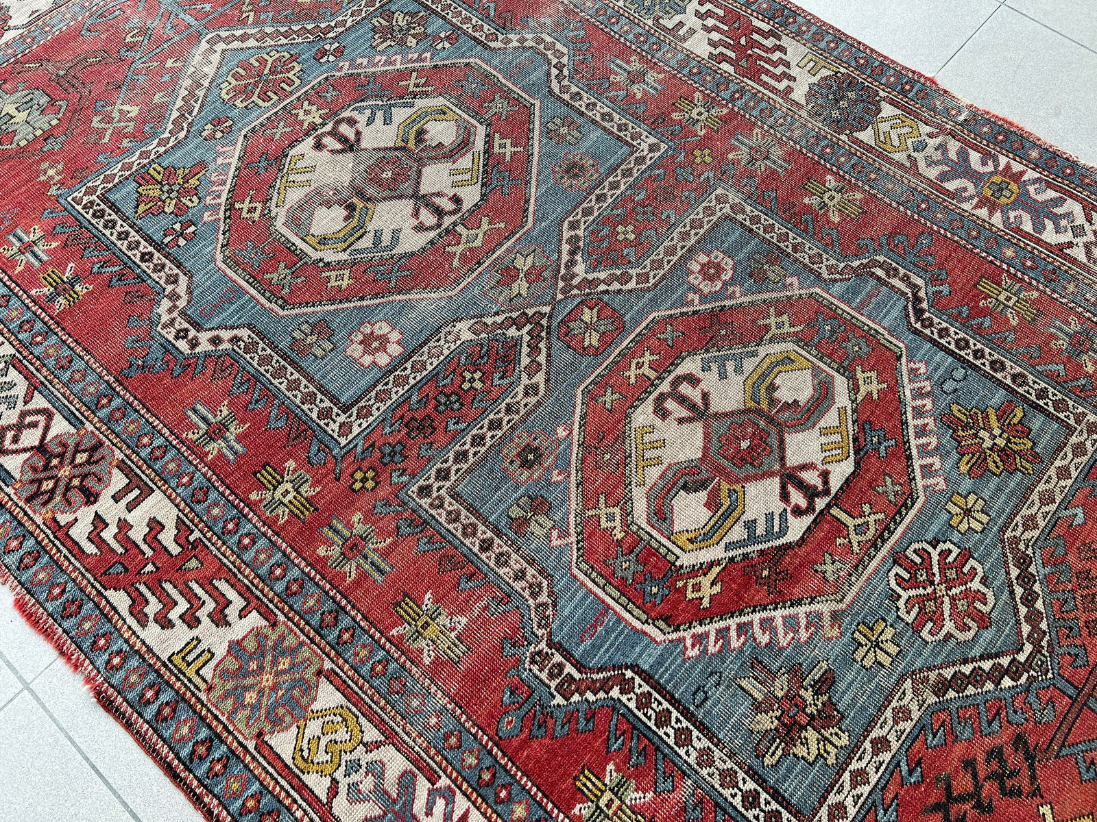 ANTIQUE KAZAK WOOL RUG - 3