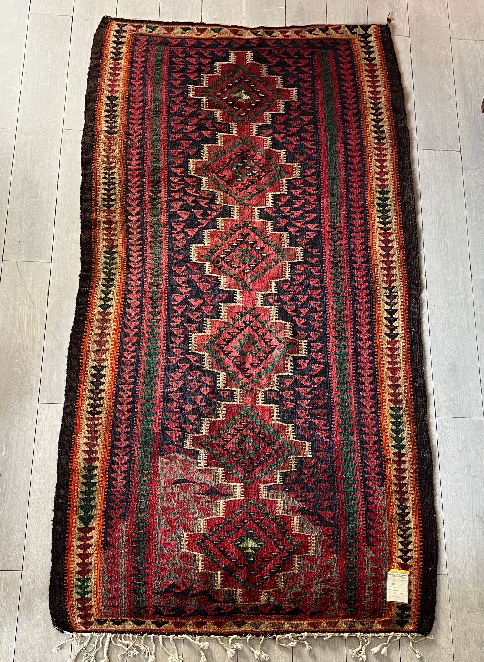 ANTIQUE SHIRAZ KILIM RUNNER RUG (1 of 6)