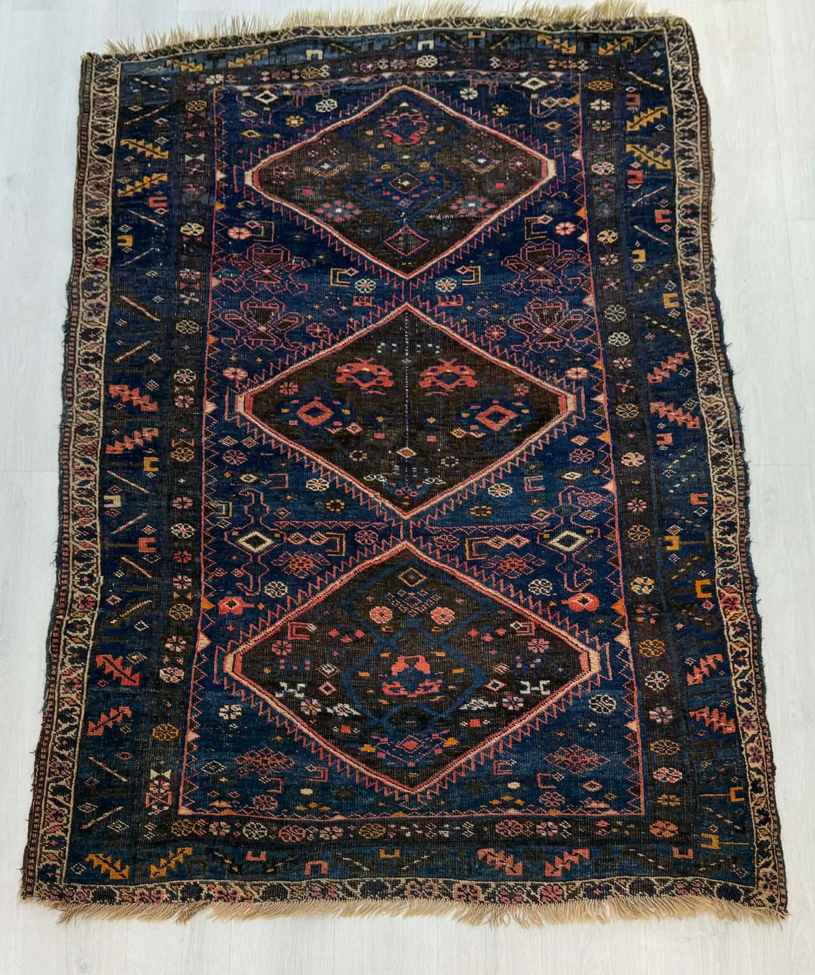 ANTIQUE BLUE HAMADAN PERSIAN RUG (1 of 8)