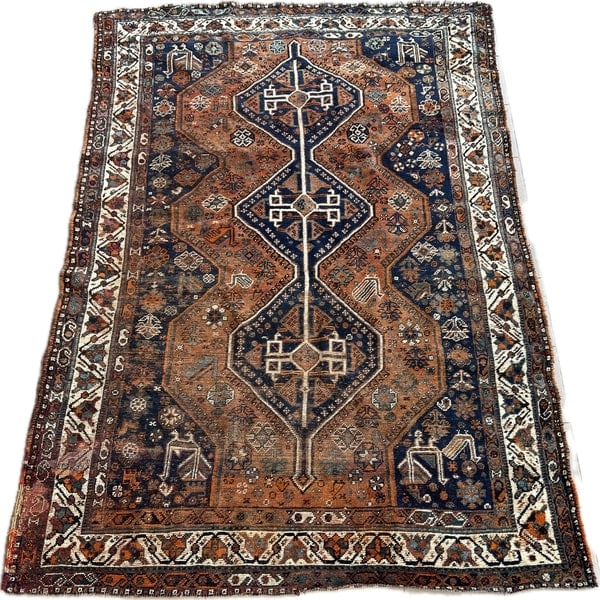 ANTIQUE PERSIAN SHIRAZ WOOL RUG (1 of 7)