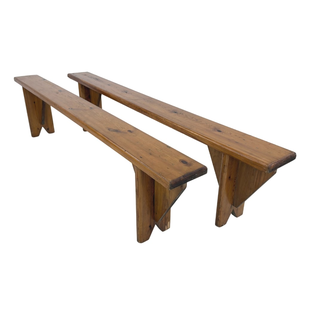 RUSTIC PINE BENCHES, A PAIR (1 of 14)