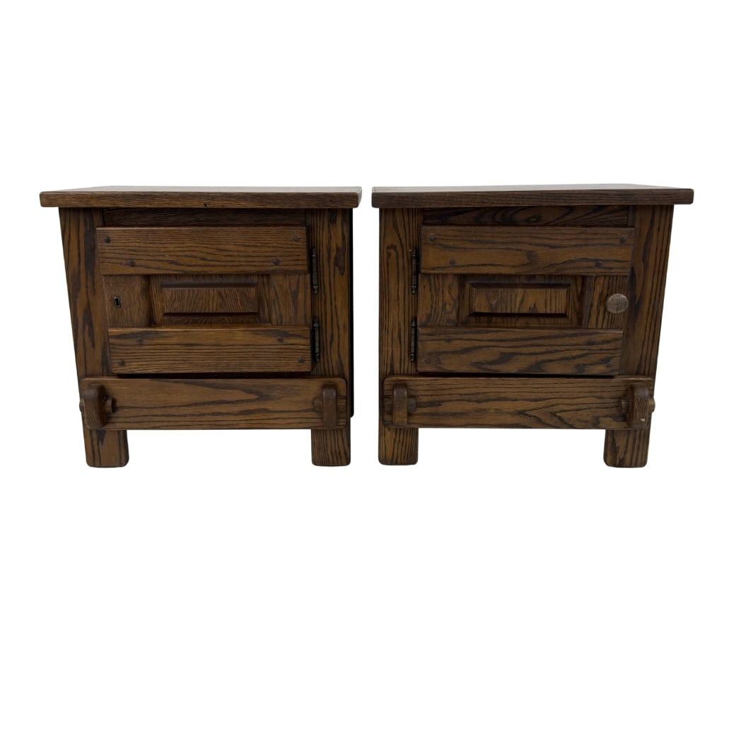 SPANISH BRUTALIST NIGHTSTANDS, A PAIR (1 of 11)