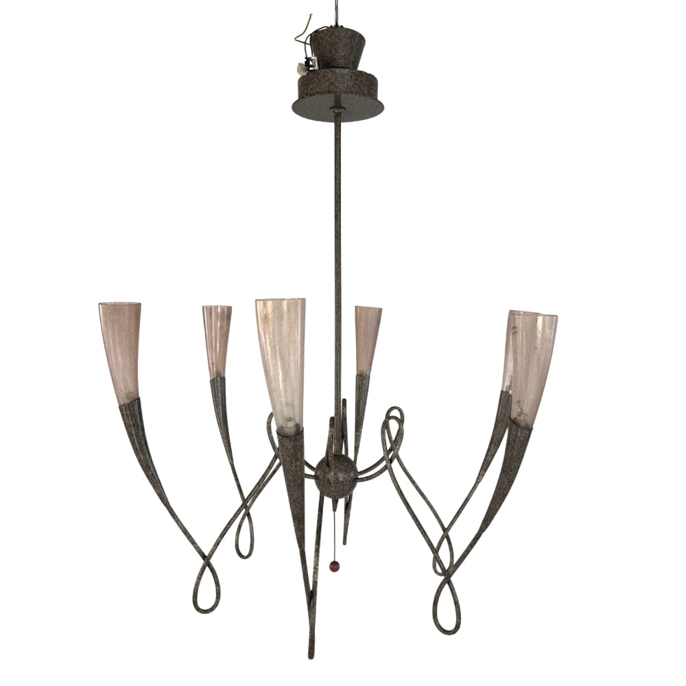 MURANO CHANDELIER FOR SERGIO TERZANI: Dimensions: H 41” x W 31.5”. Italian Murano glass Chandelier by Jean-Francois Crochet for Sergio Terzani.