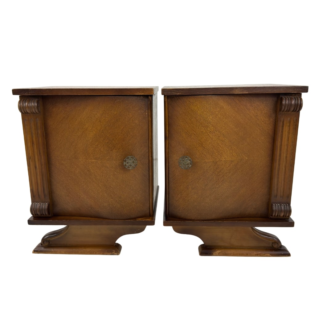 ART DECO BEDSIDE TABLES, A PAIR (1 of 12)