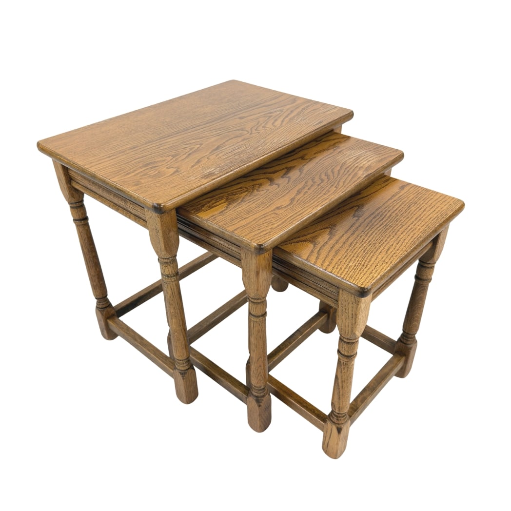 (3) FRENCH OAK NESTING TABLES (1 of 10)