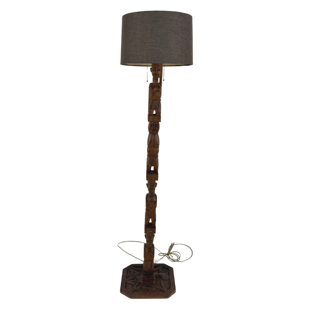 VINTAGE CARVED WOOD FLOOR LAMP (1 of 11)