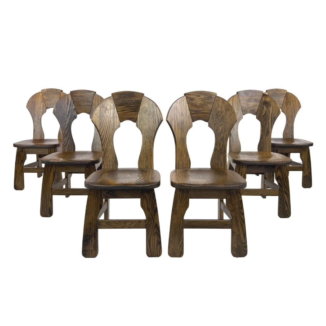 (6) BRUTALIST DINING CHAIRS, 1960s (1 of 13)