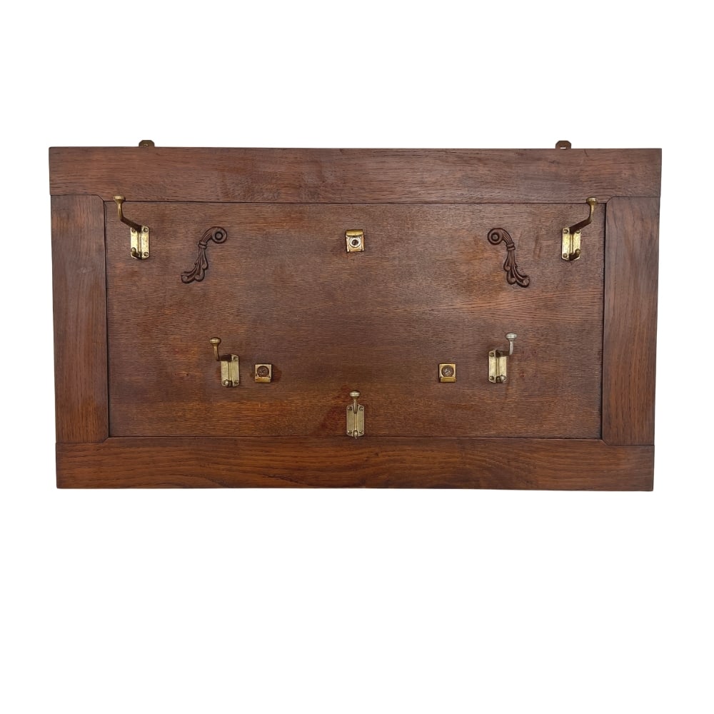 ART DECO WOOD AND BRASS COAT RACK (1 of 6)