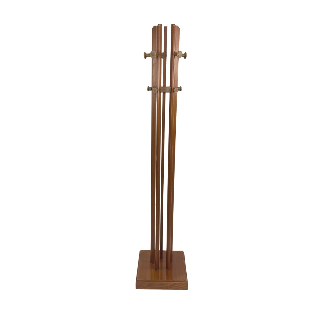 ITALIAN COAT STAND: Dimensions: H 67” x W 14.5”. Vintage Italian wooden coat stand with 10 hooks.