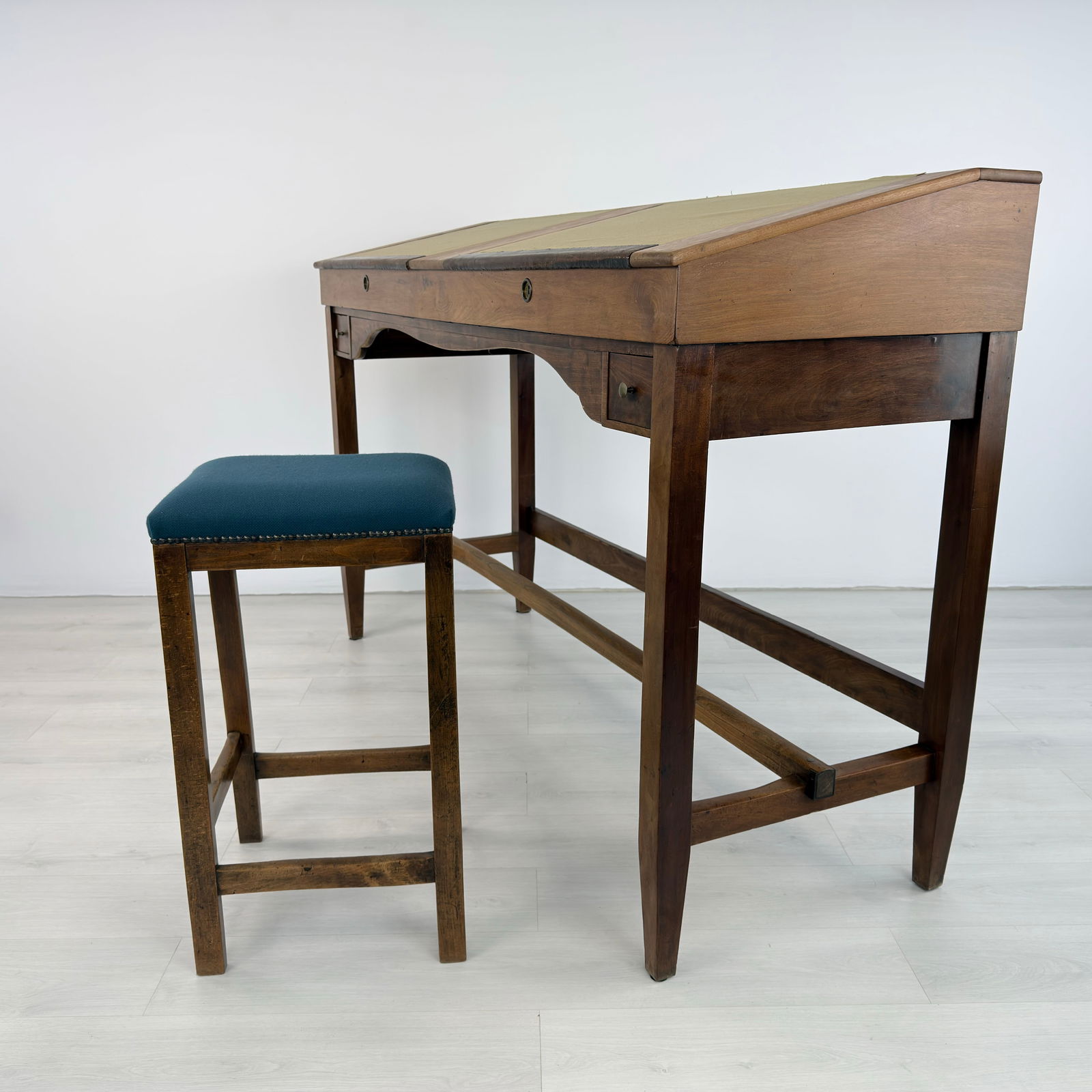 ANTIQUE ARCHITECT DESK WITH STOOL - 7