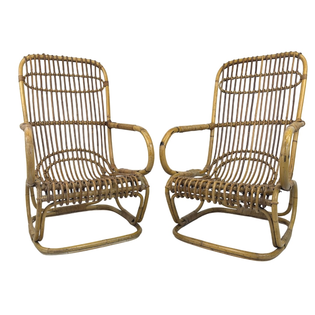 BAMBOO ARMCHAIRS ATTR. TITO AGNOLI, A PAIR (1 of 11)