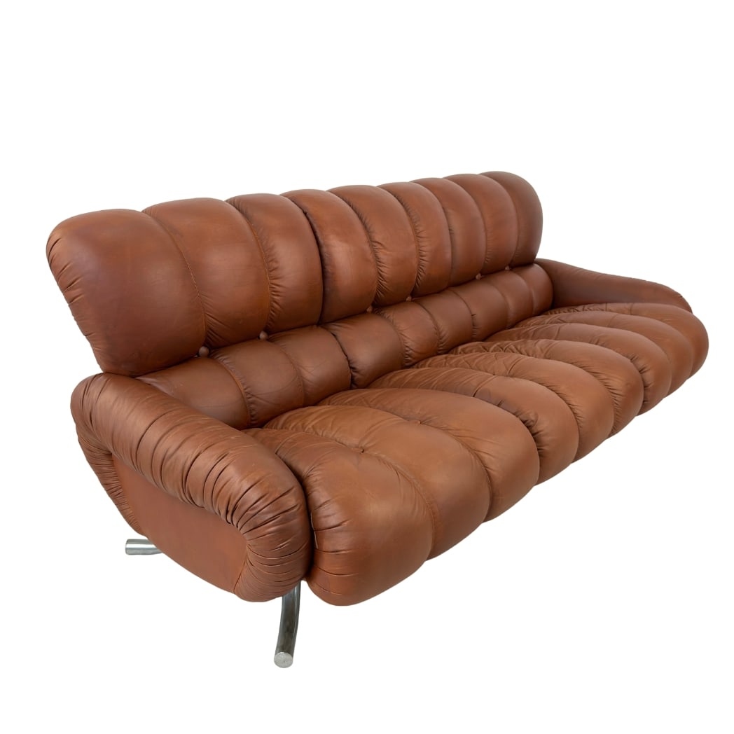ITALIAN LEATHER SPACE AGE THREE-SEATER SOFA (1 of 13)