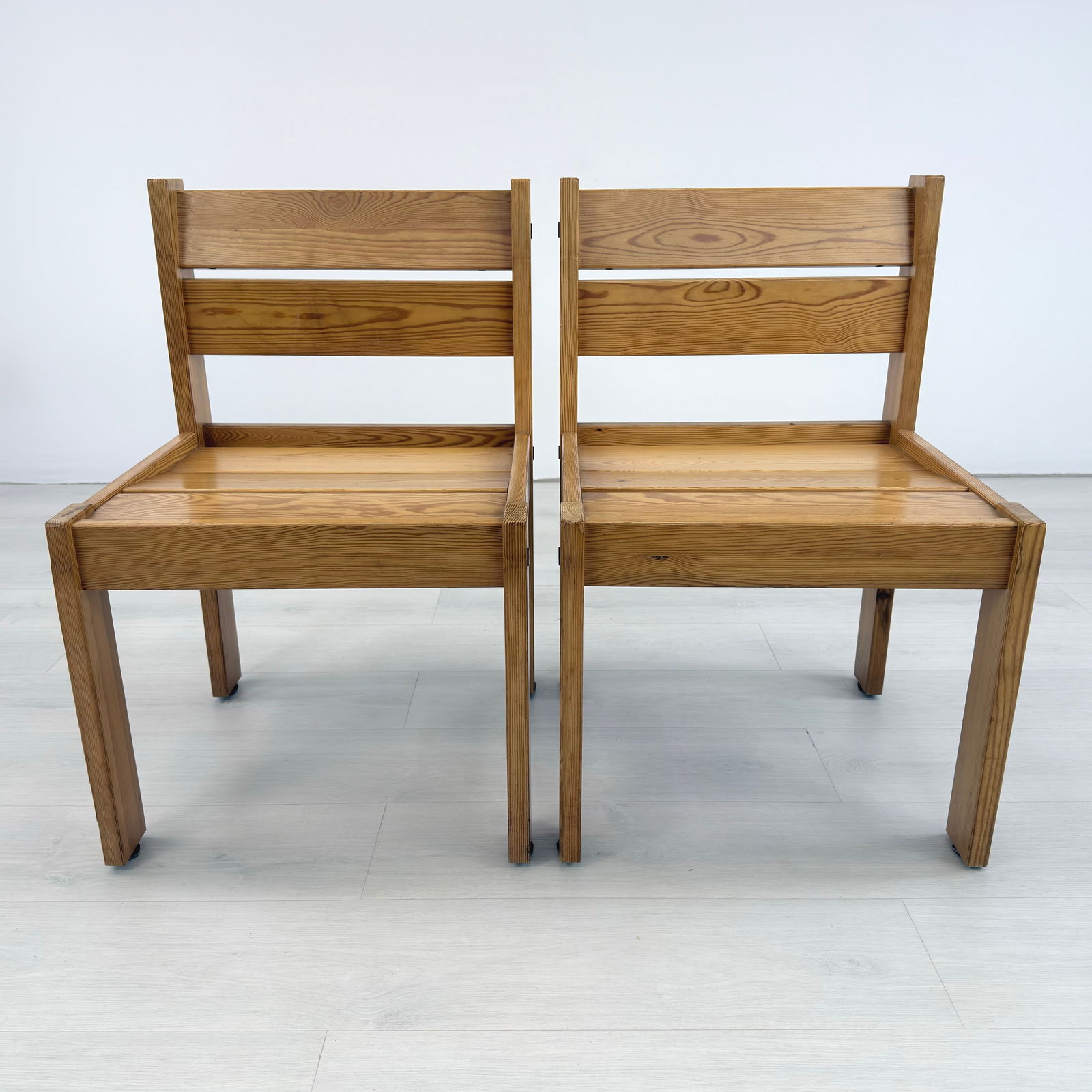 SWEDISH PINE DINING CHAIRS, A PAIR - 2