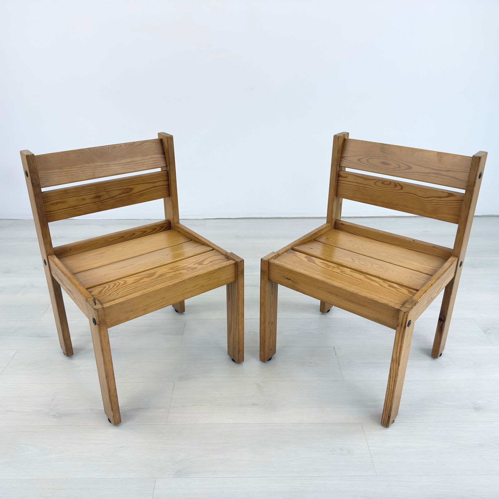 SWEDISH PINE DINING CHAIRS, A PAIR - 4