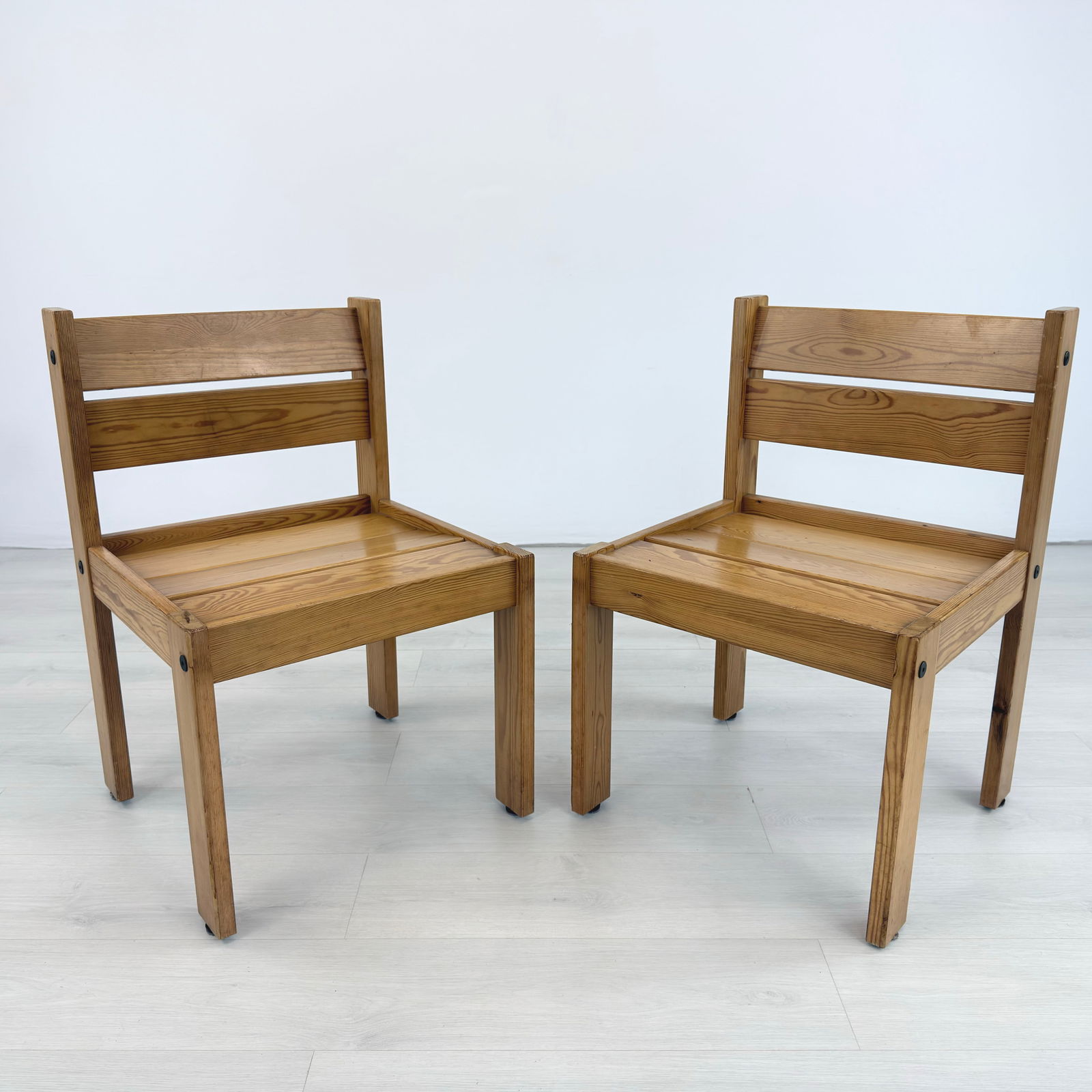 SWEDISH PINE DINING CHAIRS, A PAIR - 6