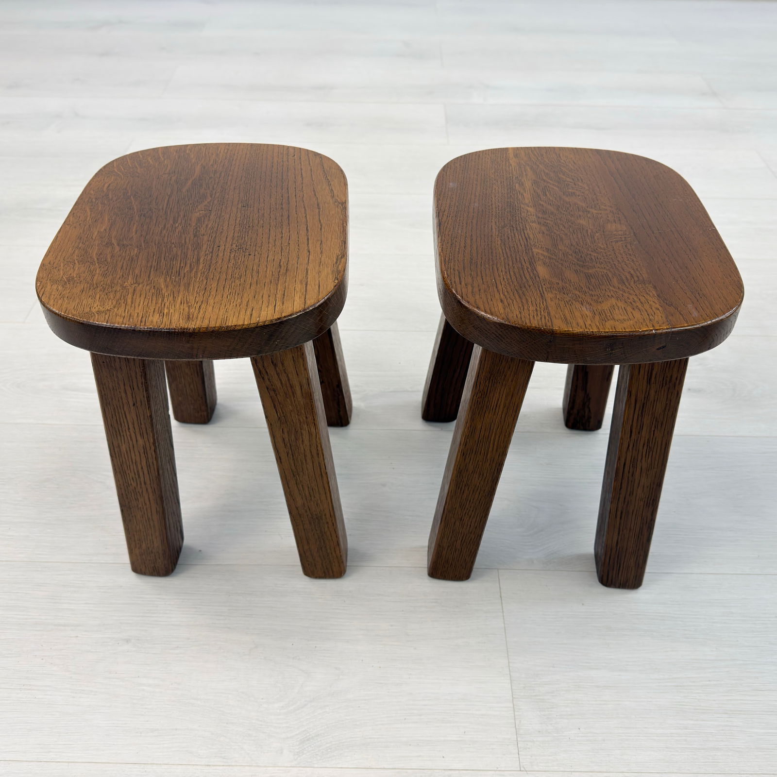 (3) BRUTALIST OAK NESTING TABLES - 5