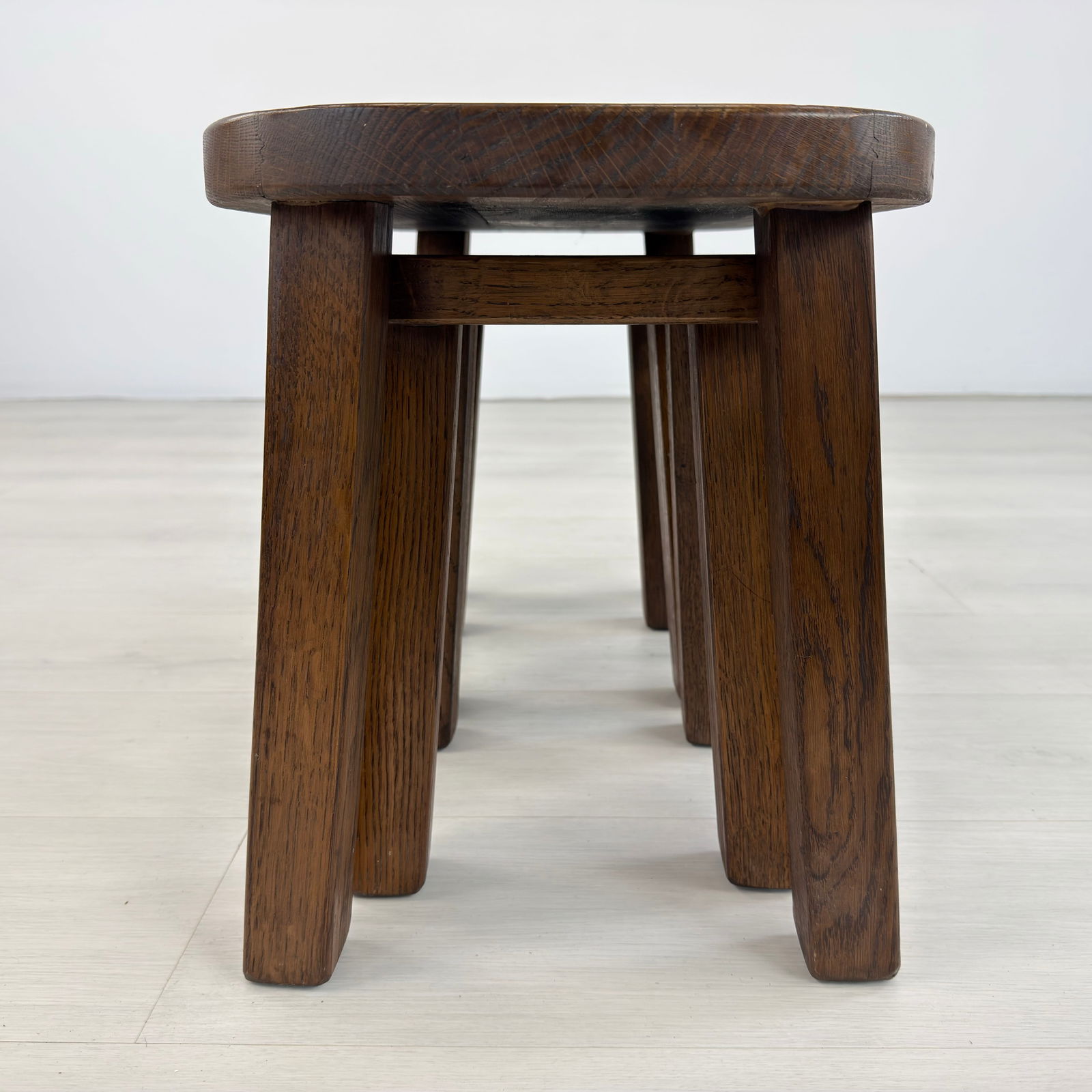 (3) BRUTALIST OAK NESTING TABLES - 9