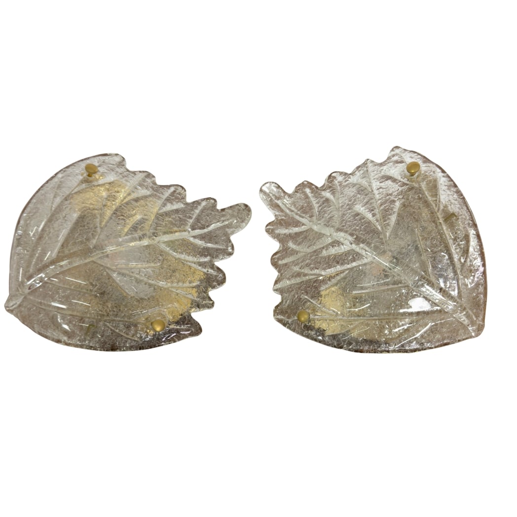 ITALAMP MURANO WALL SCONCES, A PAIR: Dimensions: H 13.7" x W 11.8". Pair of Vintage Italian Murano glass wall sconces from Italamp. Dimensions apporx.