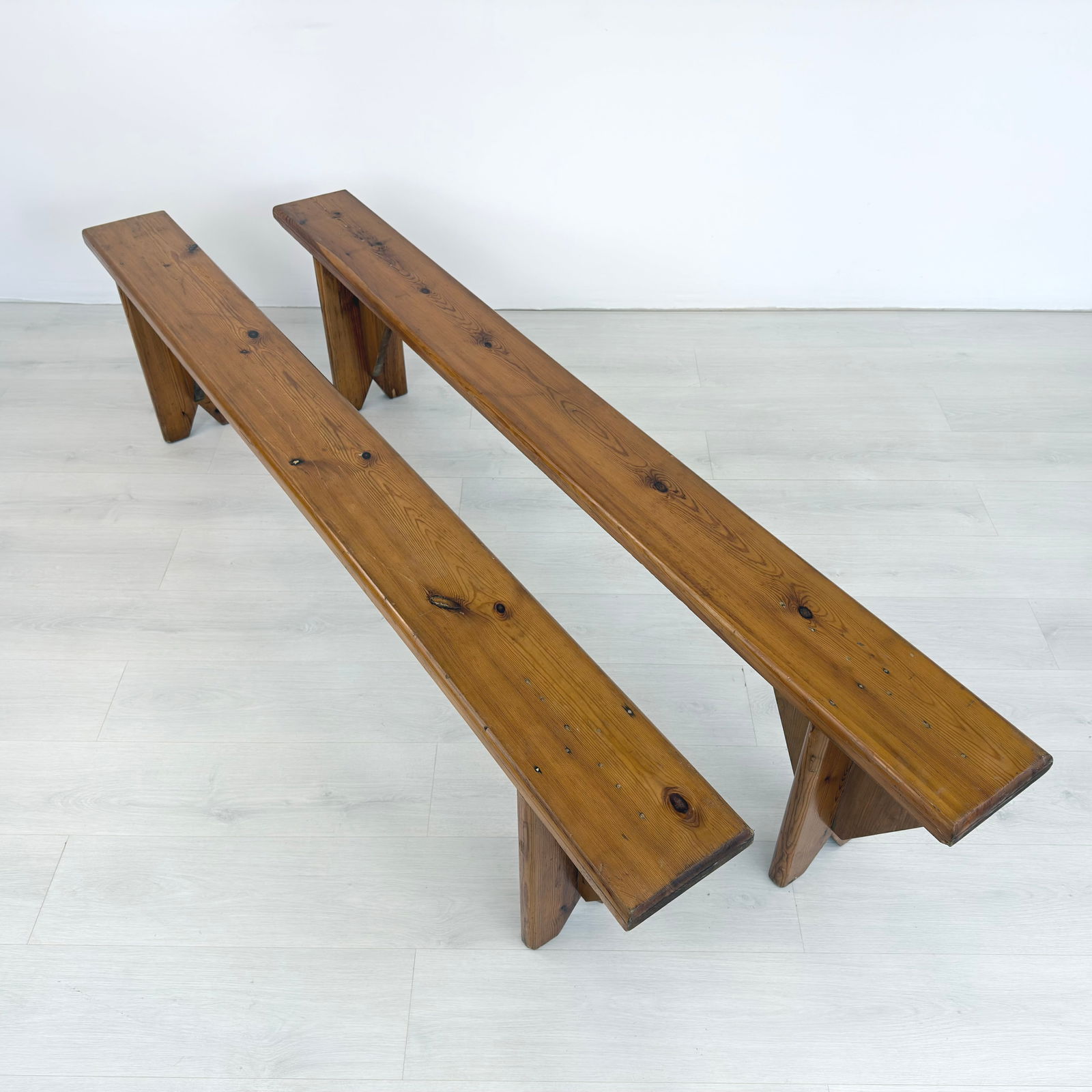 RUSTIC PINE BENCHES, A PAIR - 3