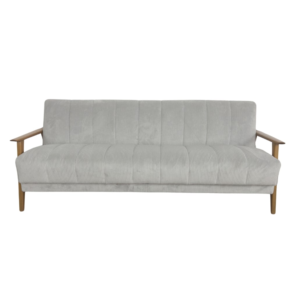 DAYBED SOFA ATTR. TO WILHELM KNOLL: Dimensions: H 30” x W 78” x SD 19” x SH 19.5”. Vintage daybed sofa attr. to Wilhelm Knoll, newly upholstered in light grey soft fabric. Dimensions extended 39.5".