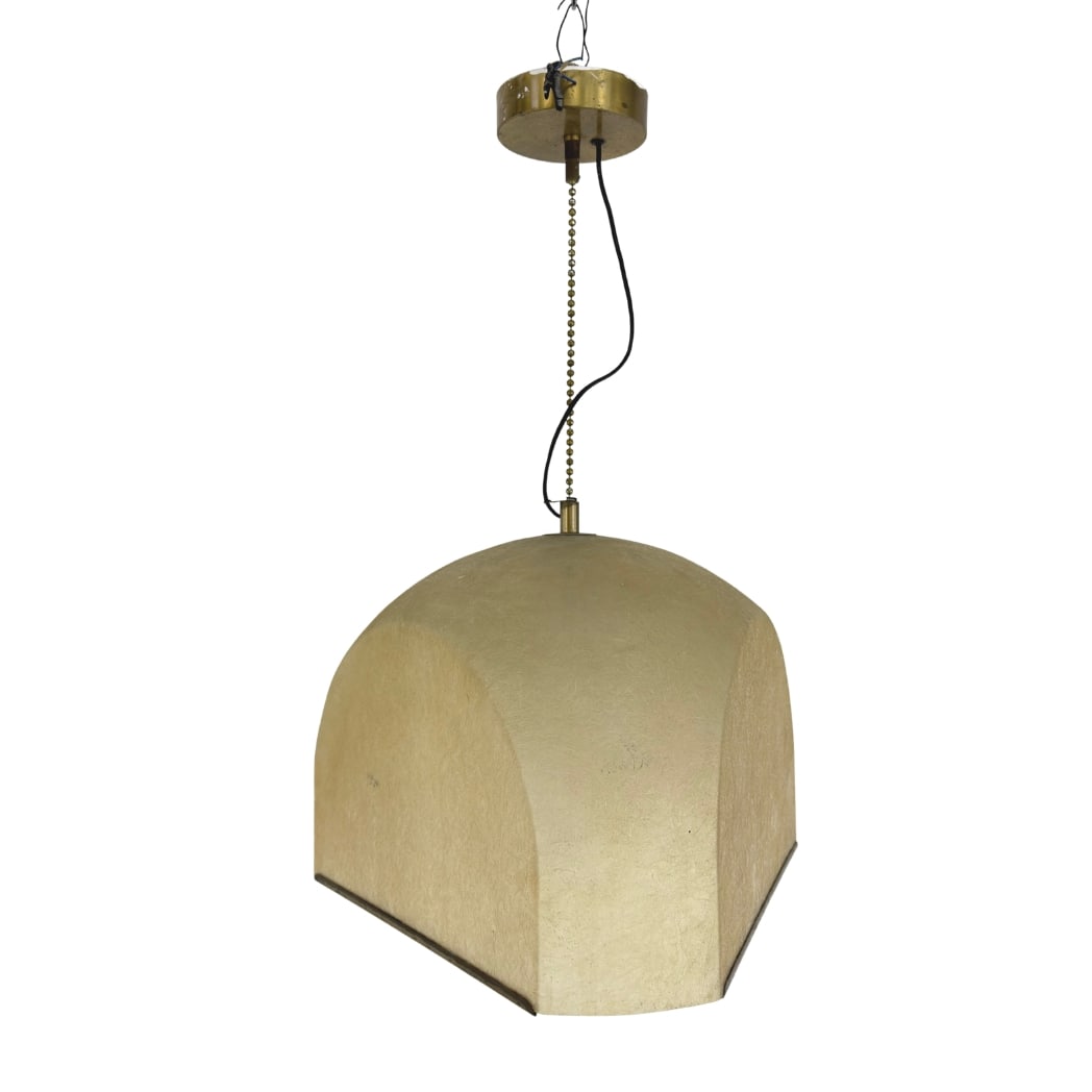 SALVATORRE GREGORIETTI PENDANT LIGHT: Dimensions: H 30.3” x W 20.5”. Vintage Italian pendant light Tricia, designed by Salvatore Gregorietti in the 1960s in metal and fiberglass.