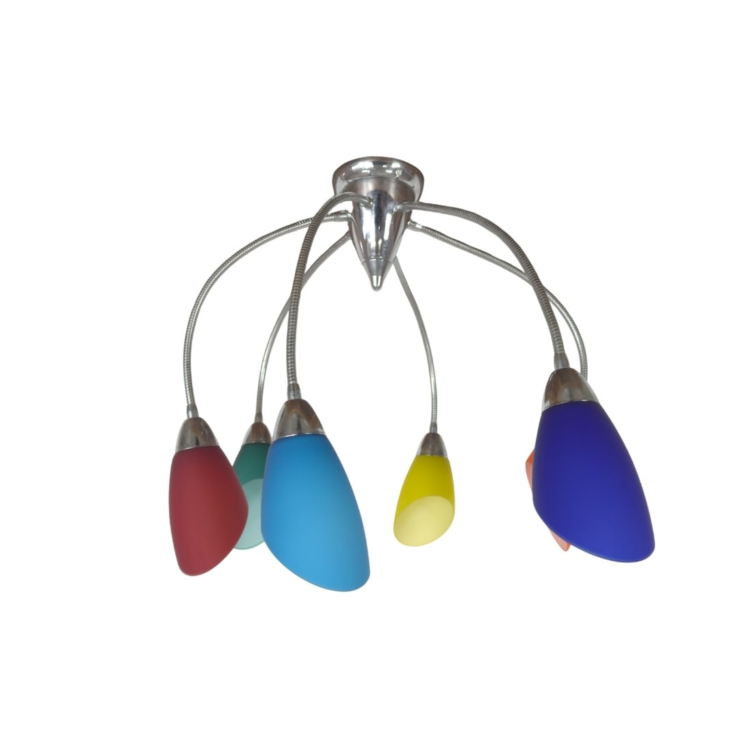 DE MAJO POLIPO MURANO WALL SCONCE: Dimensions: W 19.6". Vintage De Majo Oriano Favaretto Polipo Murano wall sconce with multi-colored glass shades. Dimension approx.