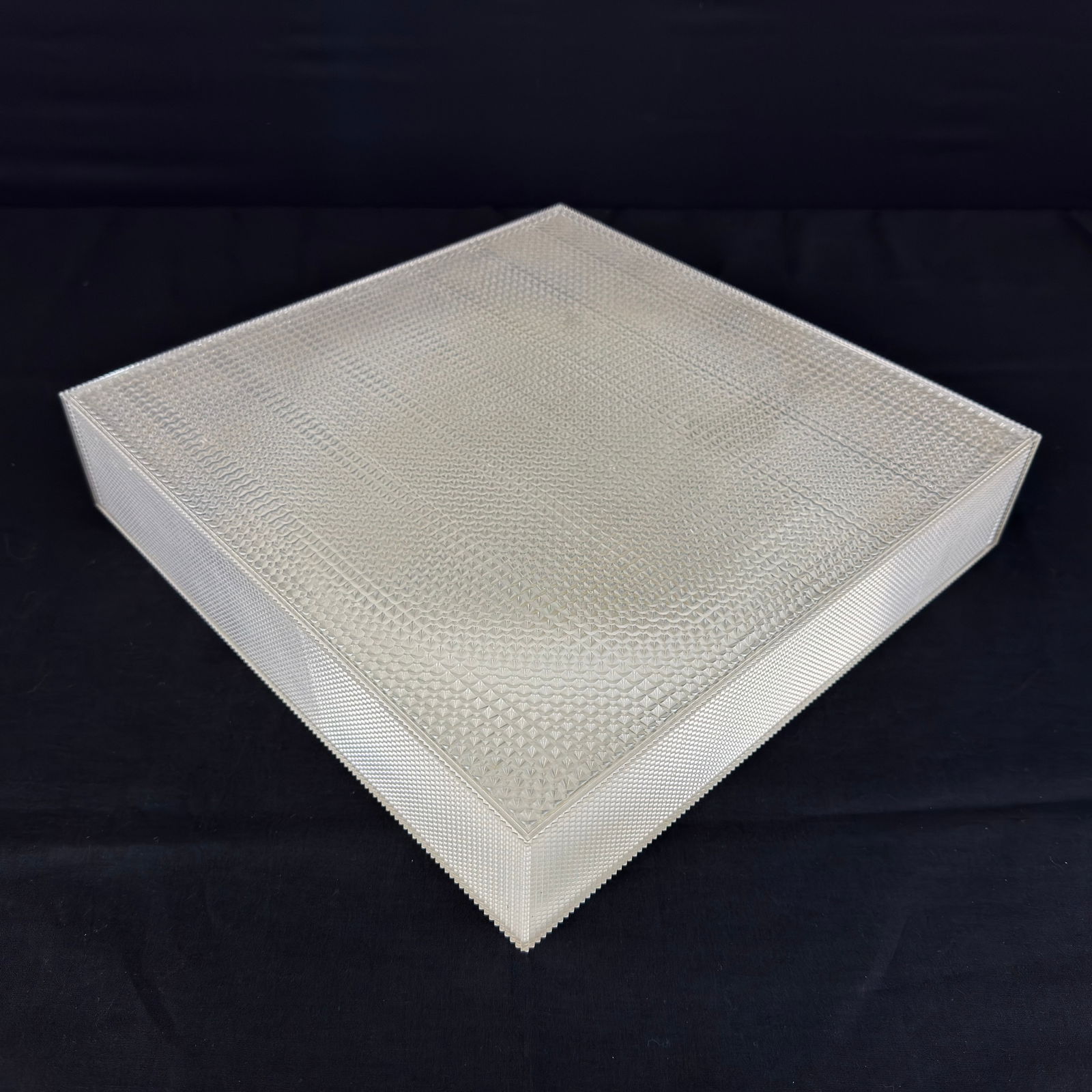 DISANO CEILING LAMP: Dimensions: H 3.5” x W 13.7” x D 13.7”. Vintage Italian rectangular ceiling lamp by Disano.