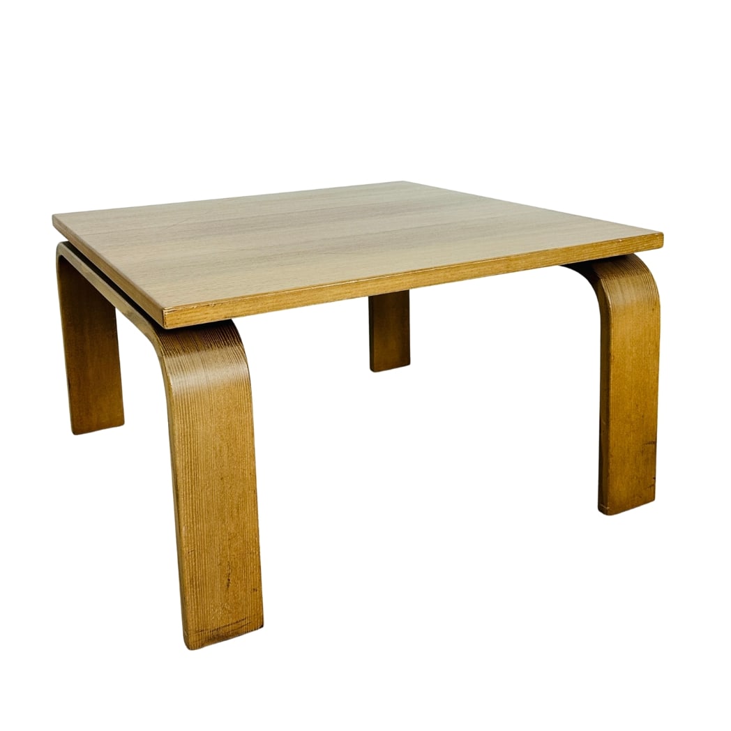 COFFEE TABLE WALTER KNOLL: Dimensions: H 16” x W 27.3” x D 27.3”. Vintage Danish coffee table with bentwood legs by Walter Knoll.