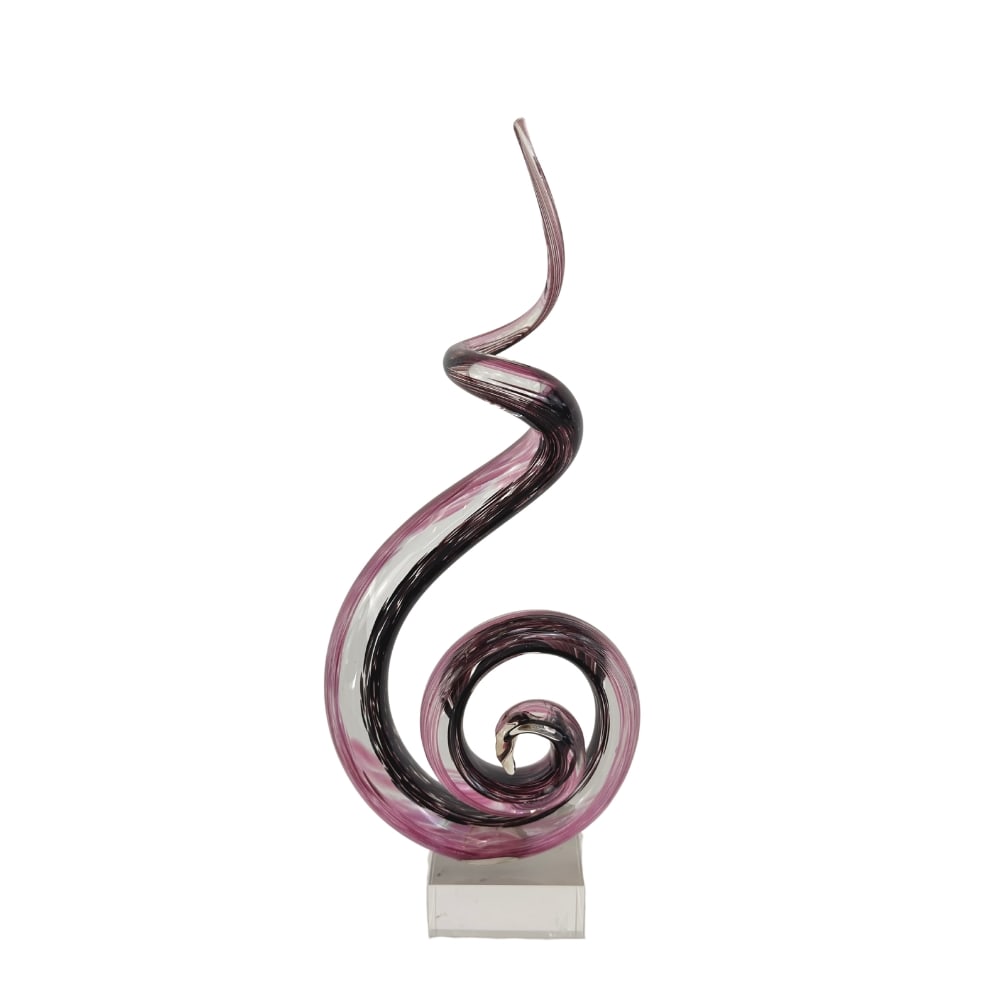 MURANO GLASS SCULPTURE: Dimensions: H 19.5” x W 4”. Vintage Italian hand-blown swirl Murano glass sculpture.