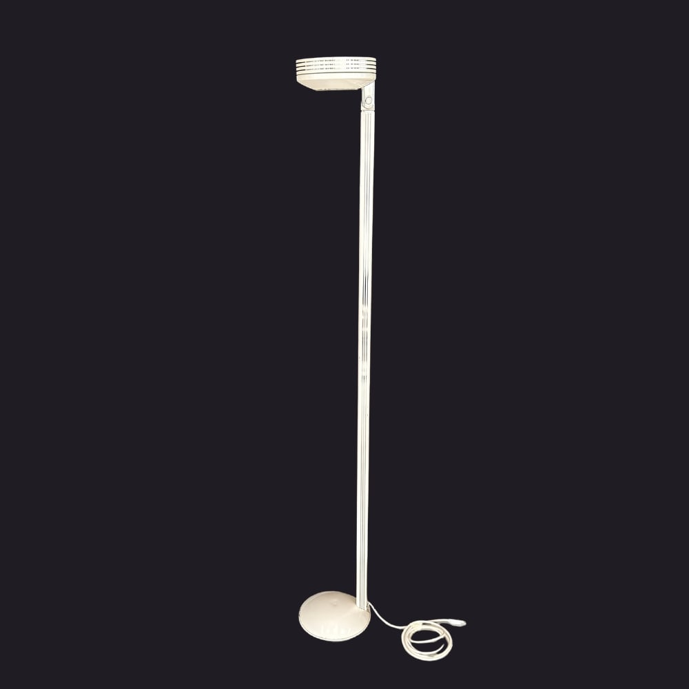 FRATELLI MARTINI FLOOR LAMP: Dimensions: H 74.5” x W 10.5”. Vintage Italian white metal floor lamp designed by Fratelli Martini.