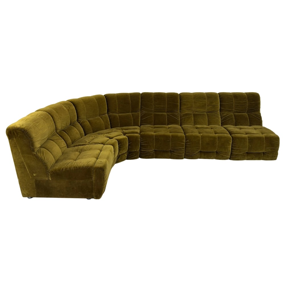 DANISH MODULAR VELVET SECTIONAL SOFA (1 of 20)