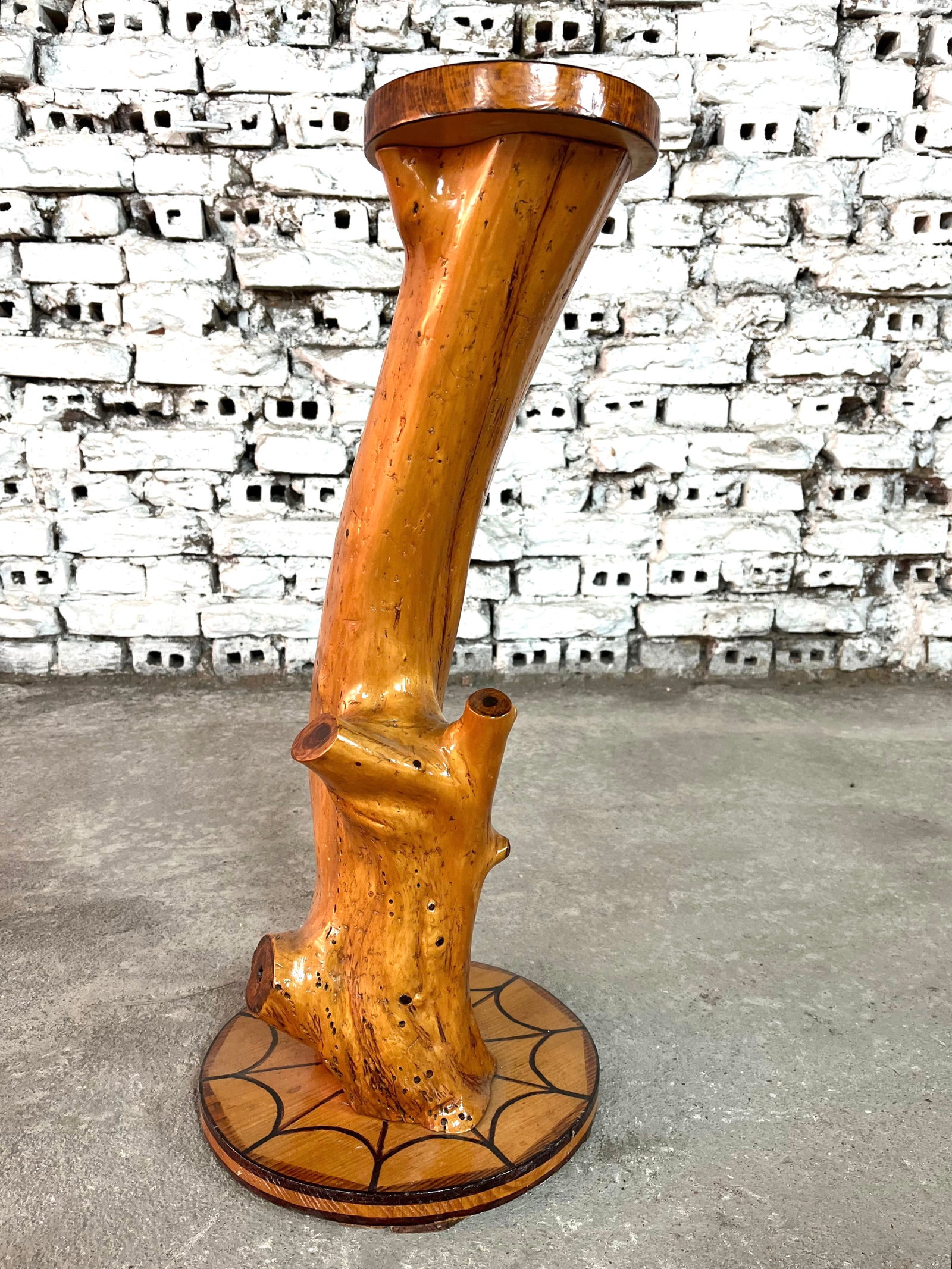 RUSTIC PLANT STAND: Dimensions: H 25” x W 10.6”. Vintage Rustic wooden plant stand.